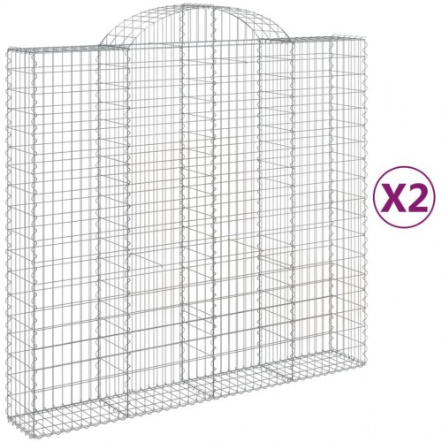 Buede gabionkurve 2 stk. - 200×50×180/200 cm i galvaniseret jern