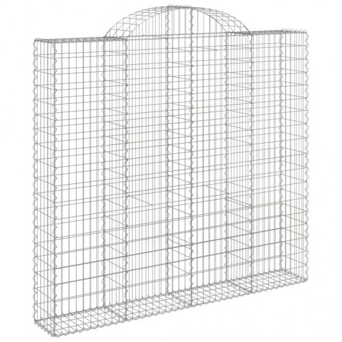 Buede gabionkurve 7 stk. - 200×50×180/200 cm i galvaniseret jern