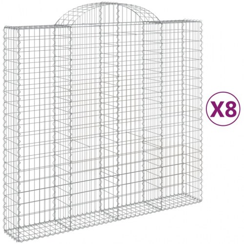 Buede gabionkurve - 8 stk. 200×50×180/200 cm i galvaniseret jern
