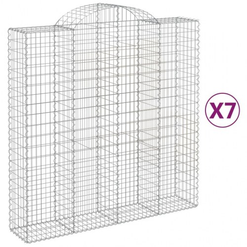 Buede gabionkurve - 7 stk. 200×50×200/220 cm i galvaniseret jern