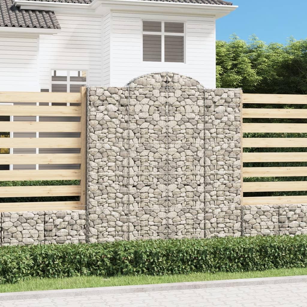 Buede gabionkurve - 9 stk. 200×50×220/240 cm i galvaniseret jern