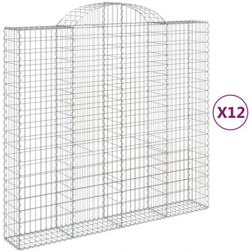 Buede gabionkurve 12 stk. 200x50x180/200 cm galvaniseret jern