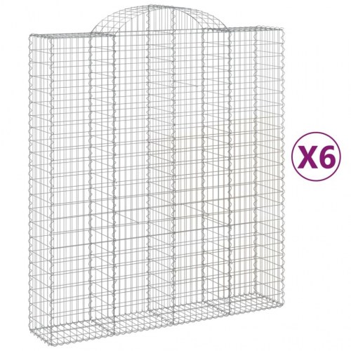 Buede gabionkurve - 6 stk. 200×50×220/240 cm i galvaniseret jern