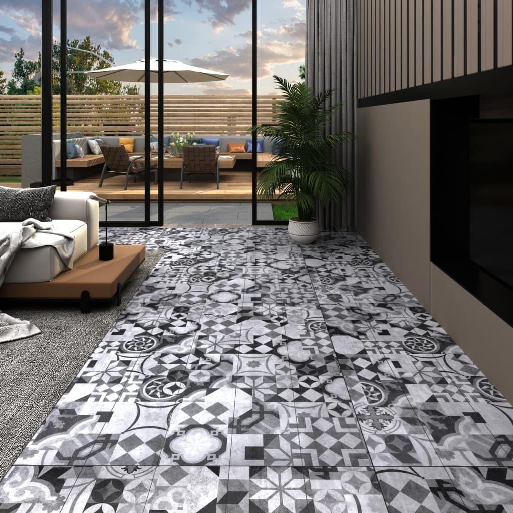 Selvklæbende gulvbrædder 4,46 m² 3 mm PVC grå mønster