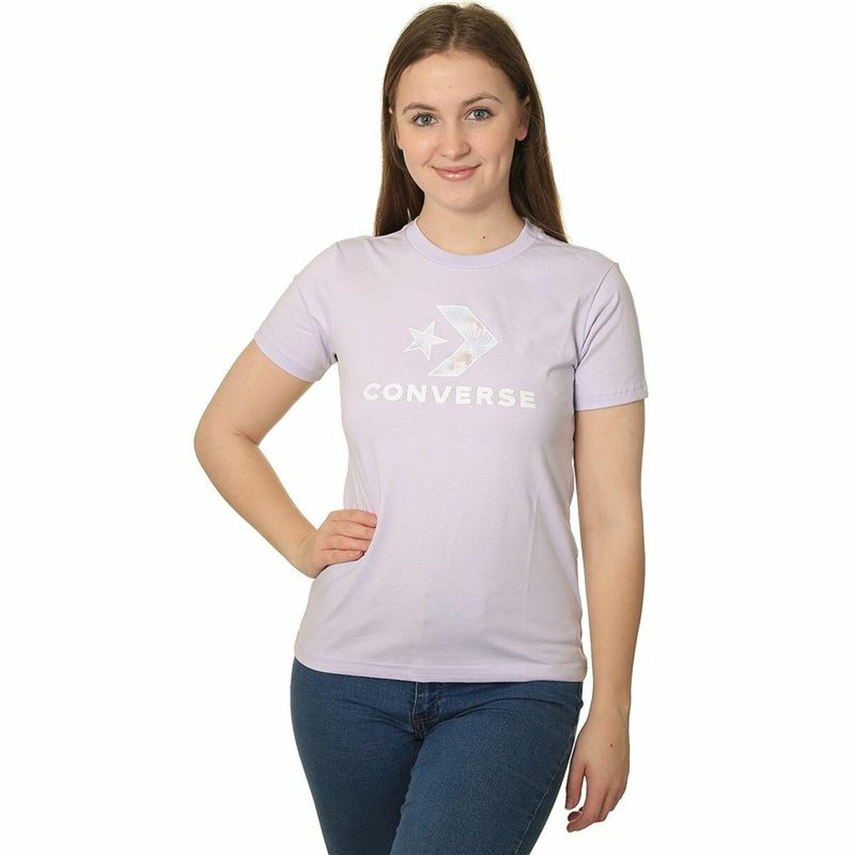 Kortærmet T-shirt til Kvinder Converse Seasonal Star Chevron Lavendel - L