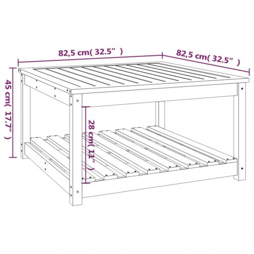 Havebord i massivt douglasgran - 82,5 × 82,5 × 45 cm med hylde