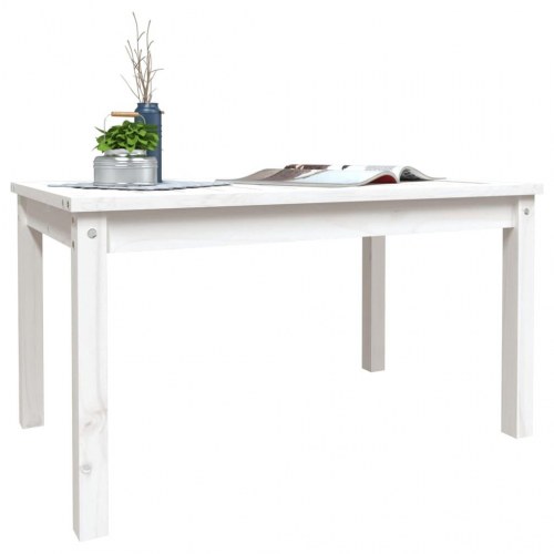 Havebord i massivt fyrretræ - hvid, 82,5 × 50,5 × 45 cm