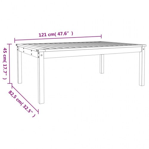 Havebord i massivt fyrretræ - 121 × 82,5 × 45 cm