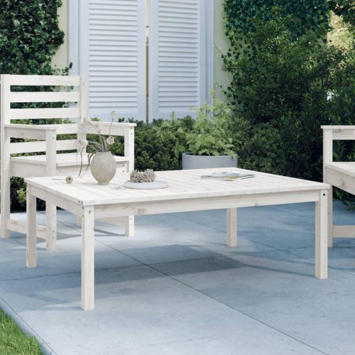 Havebord i massivt fyrretræ - 121 × 82,5 × 45 cm, hvid