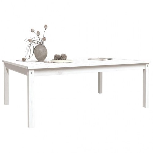 Havebord i massivt fyrretræ - 121 × 82,5 × 45 cm, hvid