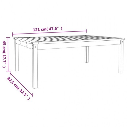 Havebord i massivt fyrretræ - 121 × 82,5 × 45 cm, hvid