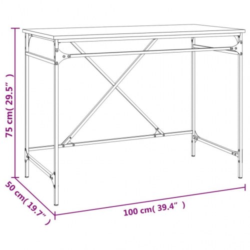 Skrivebord 100x50x75 cm konstrueret træ og jern sonoma-eg