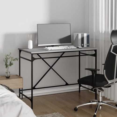 Skrivebord 100×50×75 cm - konstrueret træ og jern, grå sonoma-eg