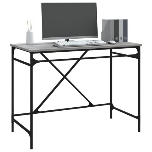Skrivebord 100×50×75 cm - konstrueret træ og jern, grå sonoma-eg