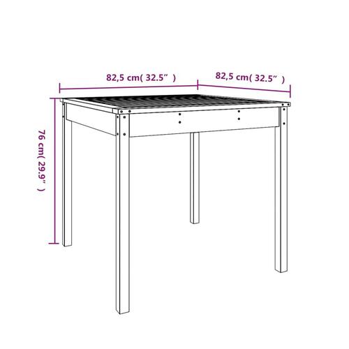 Havebord 82,5x82,5x76 cm massivt fyrretræ