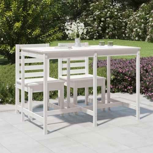 Havebord i massivt fyrretræ - hvid, 159,5 × 82,5 × 110 cm