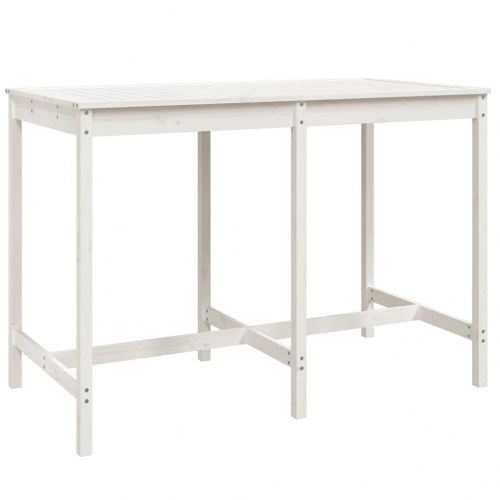 Havebord i massivt fyrretræ - hvid, 159,5 × 82,5 × 110 cm
