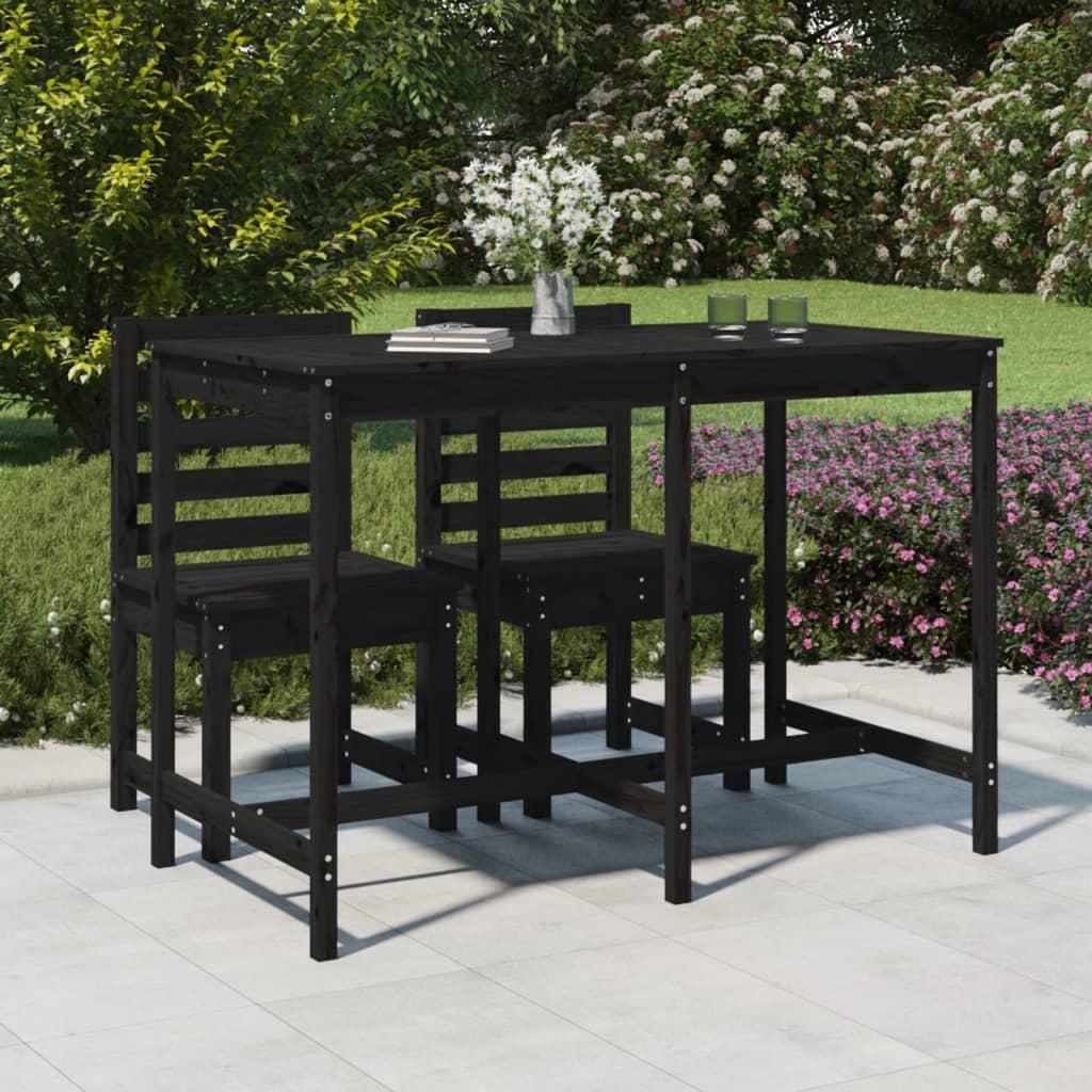 Havebord 159,5x82,5x110 cm massivt fyrretræ sort
