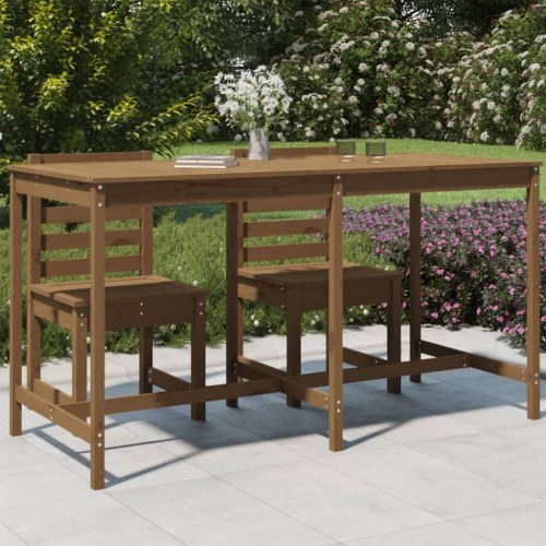 Havebord i massivt fyrretræ 203,5 × 90 × 110 cm - gyldenbrun