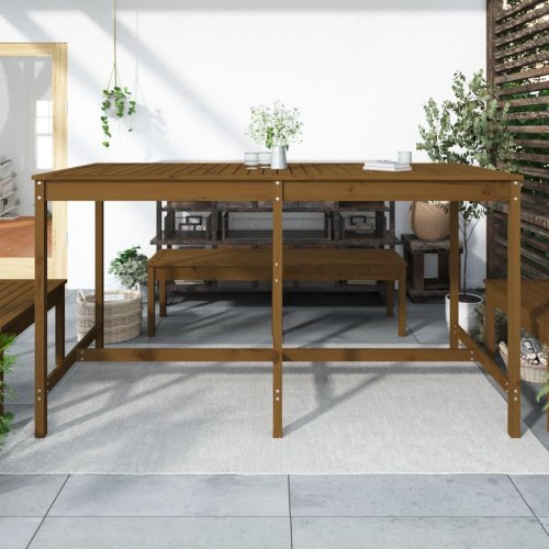 Havebord i massivt fyrretræ 203,5 × 90 × 110 cm - gyldenbrun