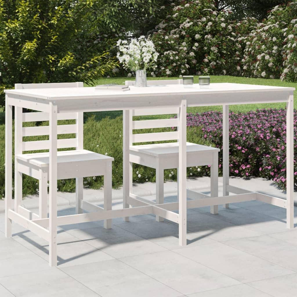 Havebord 203 5x90x110 Cm Massivt Fyrretræ Hvid