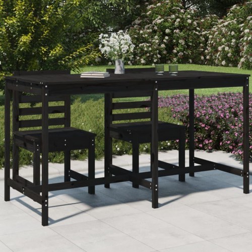 Havebord 203,5x90x110 cm massivt fyrretræ sort