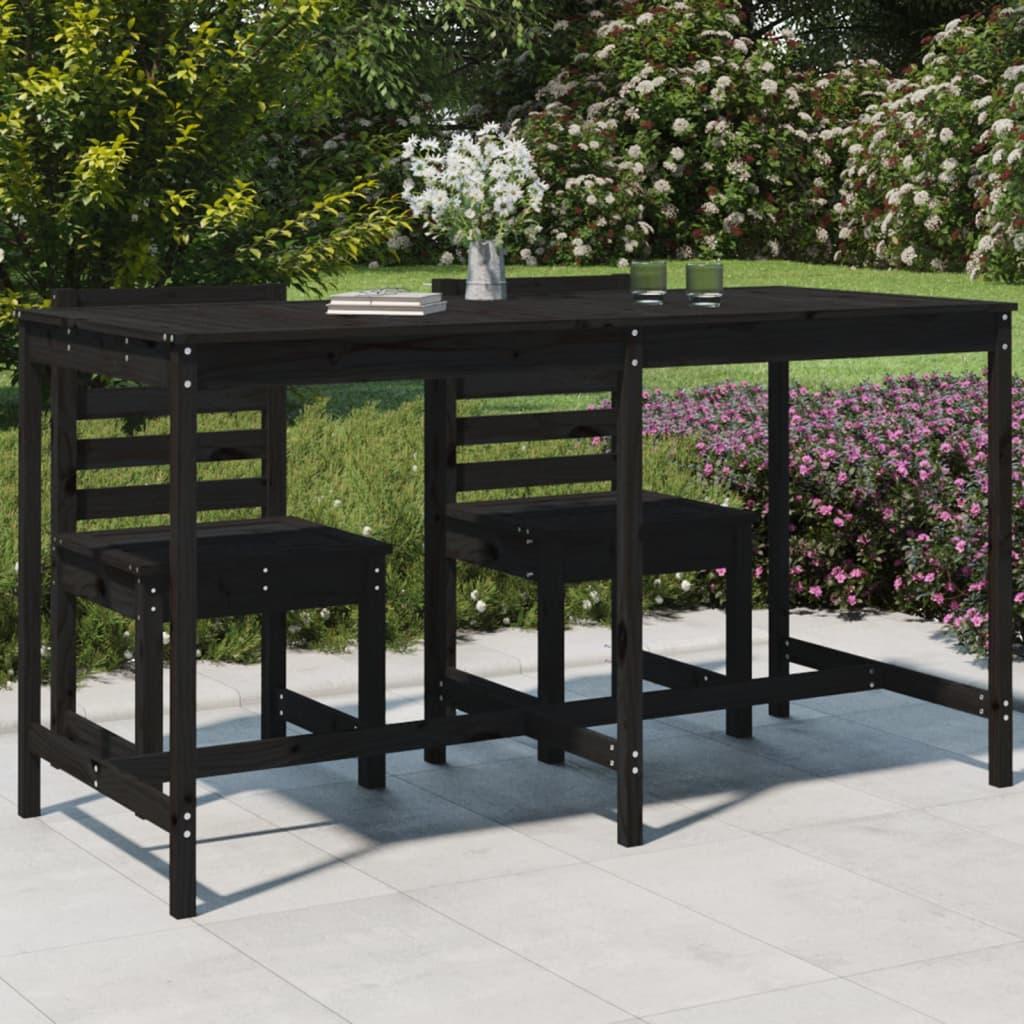 Havebord 203,5x90x110 cm massivt fyrretræ sort