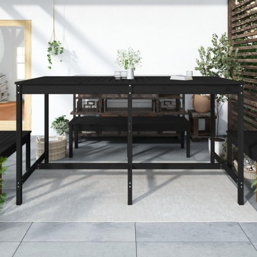 Havebord 203,5x90x110 cm massivt fyrretræ sort