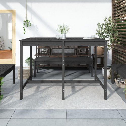 Havebord i massivt fyrretræ - 159,5 × 82,5 × 110 cm, grå