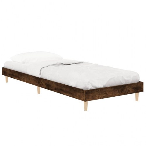 Sengeramme 75×190 cm i konstrueret træ - røget eg, uden madras