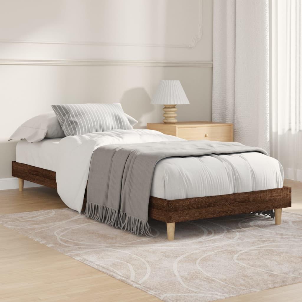 Sengeramme 75x190 cm uden madras konstrueret træ brunt eg