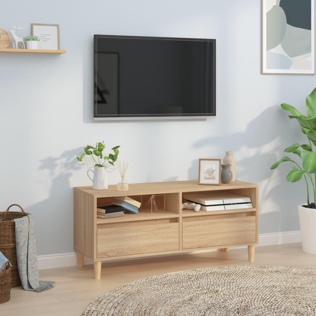 Tv-bord 100x34,5x44,5 cm konstrueret træ sonoma-eg