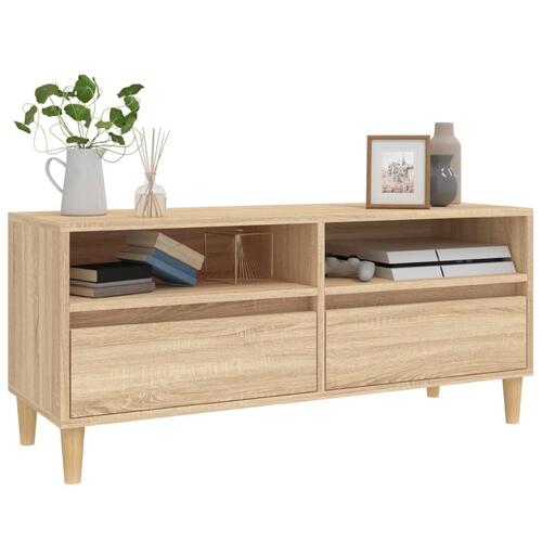 Tv-bord 100x34,5x44,5 cm konstrueret træ sonoma-eg