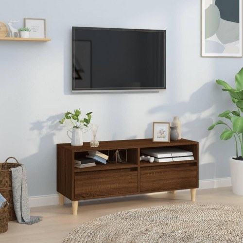 Tv-bord 100x34,5x44,5 cm konstrueret træ brun egetræsfarve