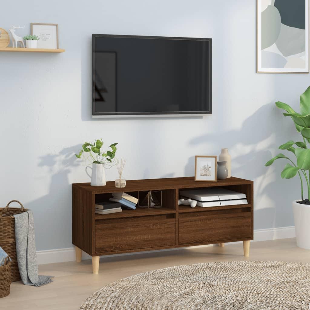 Tv-bord 100x34,5x44,5 cm konstrueret træ brun egetræsfarve