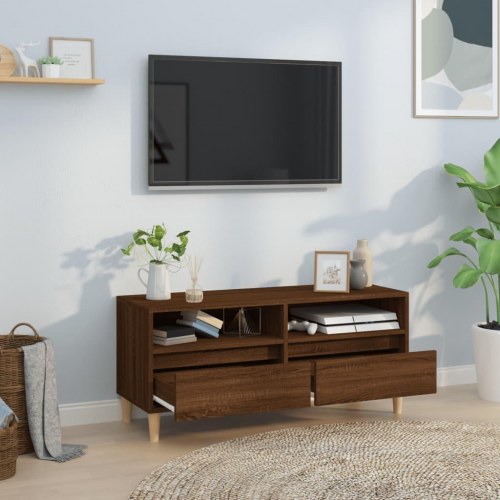 Tv-bord 100x34,5x44,5 cm konstrueret træ brun egetræsfarve