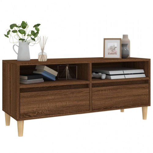Tv-bord 100x34,5x44,5 cm konstrueret træ brun egetræsfarve