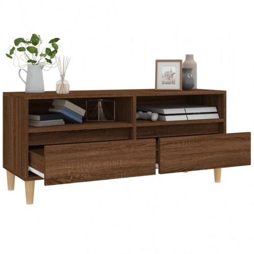 Tv-bord 100x34,5x44,5 cm konstrueret træ brun egetræsfarve