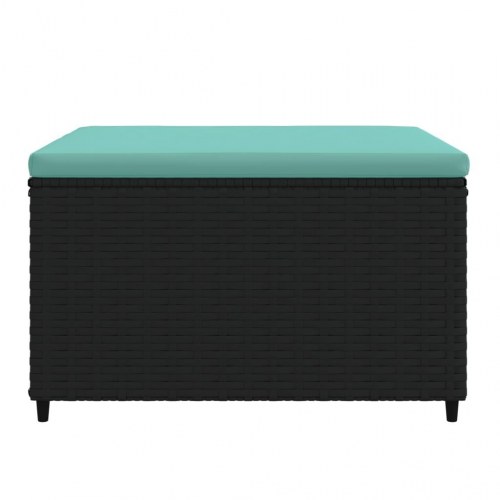 Fodskammel med hynde til haven polyrattan sort