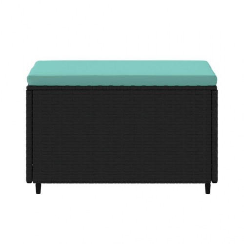 Fodskammel med hynde til haven polyrattan sort