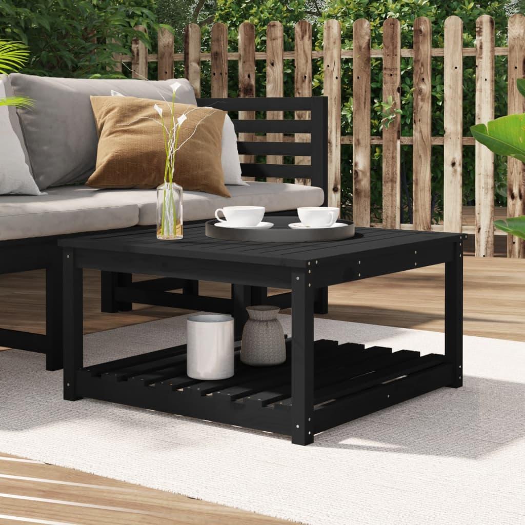 Havebord 82,5x82,5x45 cm massivt fyrretræ sort