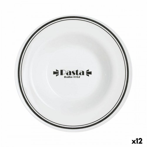 Luminarc Friends Time Bistro pastaskåle, hvid/sort glas, 28,5 cm - 12 stk.