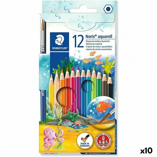 Staedtler Noris akvarelblyanter - 12 farver m. pensel (10 pakker)