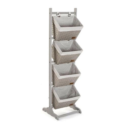 Badeværelse reol Versa Grå 4 Kurve Multifarvet Bomuld Træ Rattan 35 x 125 x 35 cm