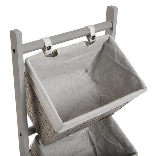 Badeværelse reol Versa Grå 4 Kurve Multifarvet Bomuld Træ Rattan 35 x 125 x 35 cm