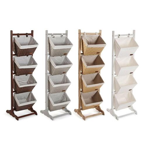 Badeværelse reol Versa Grå 4 Kurve Multifarvet Bomuld Træ Rattan 35 x 125 x 35 cm