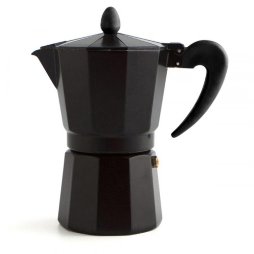 Italiensk espressokande - sort metal/bakelit - 9 kopper
