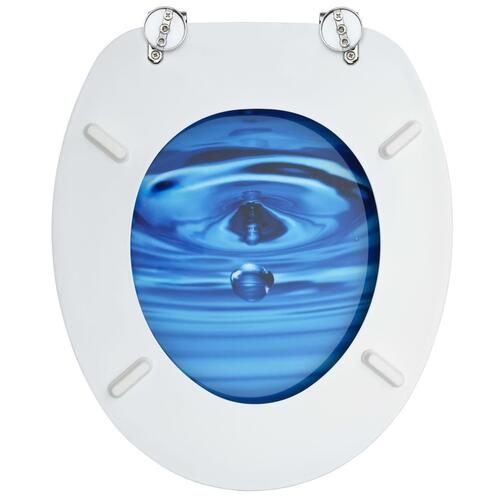 Toiletsæde med låg MDF vanddråbedesign blå