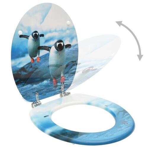 Toiletsæde med låg MDF pingvindesign