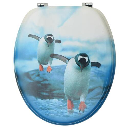 Toiletsæde med låg MDF pingvindesign